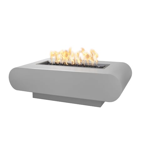 The Outdoor Plus 96 Rectangular La Jolla Fire Pit - Powder Coated Metal - Pewter - Match Lit - Liquid Propane OPT-LAJPC96-PEW-LP